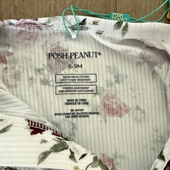 Posh Peanut Floral Ruffle Zip One-Piece - White with Pink & Burgundy Floral - Picture 3 of 4